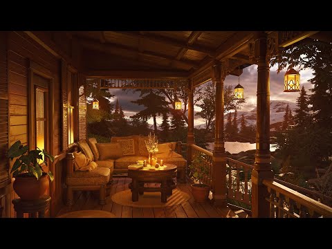 Springtime Rainy Day - Cozy Cabin Porch Ambience with Soft Rain & Thunder Sounds for Relaxation