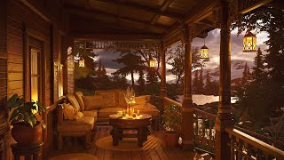Springtime Rainy Day - Cozy Cabin Porch Ambience with Soft Rain & Thunder Sounds for Relaxation