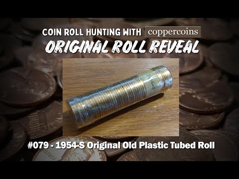 Coin Roll Hunting With Coppercoins Original Roll Reveal #079 - 1954-S Orig. Old Plastic Tubed Roll
