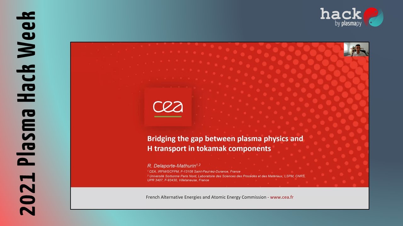 Bridging the gap between plasma physics and H transport in tokamak components | `21 Plasma Hack Week