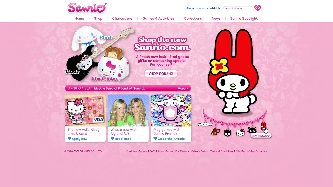 Sanrio flash website in 2007