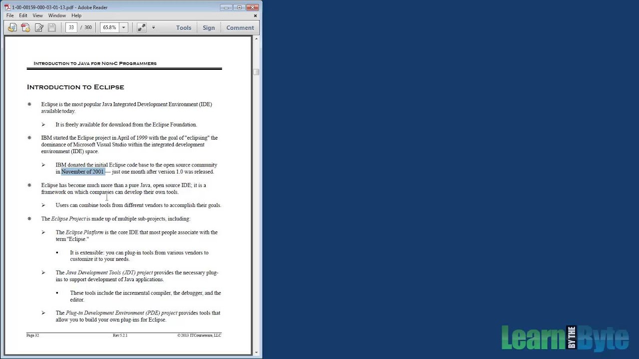 Intro to Java Training Course - Chapter 3 - Introduction to Eclipse