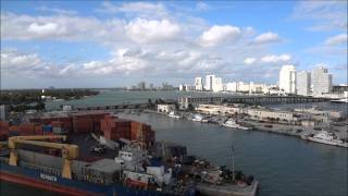 preview picture of video 'Leaving port of Miami and cruising past US Coast Guard Base Miami'