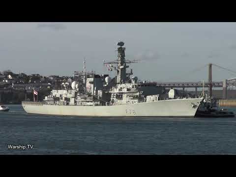 HMS KENT F78 LEAVES BUOY No. T3 IN THE RIVER TAMAR - 24th March 2021