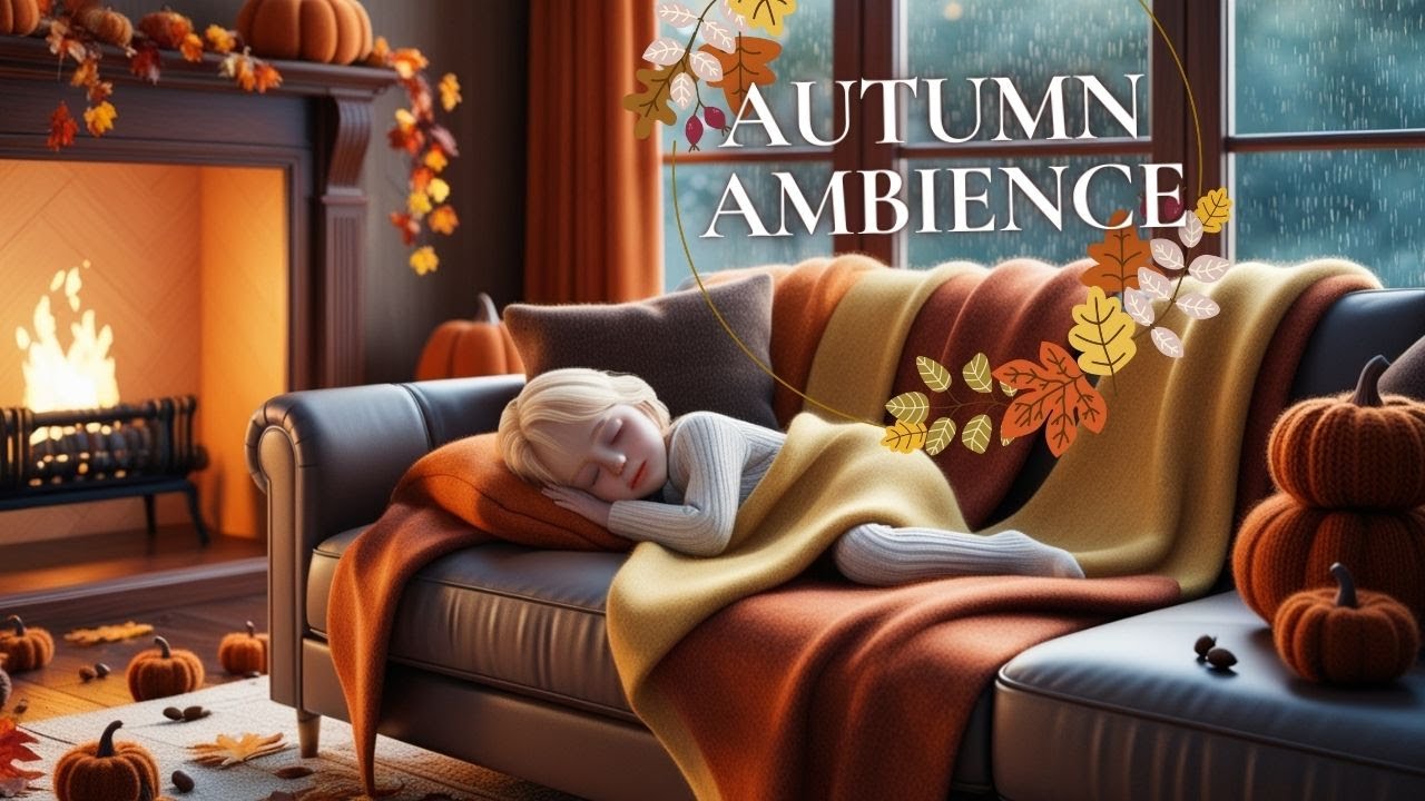 Autumn Fireplace Ambience with Lullaby | Sleep Music for Kids | Relaxing Piano & Fire Sounds