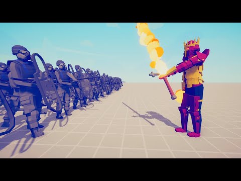 MAD KING vs 100x RIOT POLICE - Totally Accurate Battle Simulator TABS