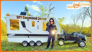 Solving kids police mystery story as spy with ride on command center, drone. Educational | Kid Crew