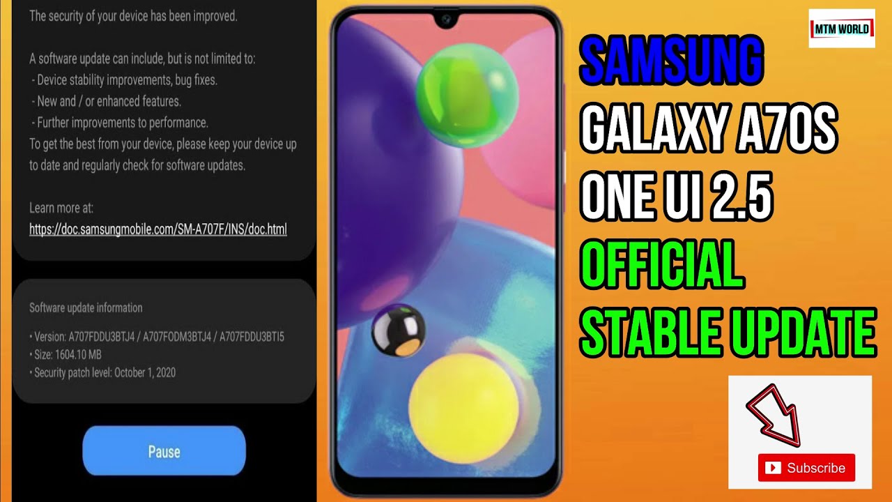 SAMSUNG GALAXY A70s ONE UI 2.5 OFFICIAL STABLE UPDATE ROLLED OUT WITH LOTS OF NEW FEATURES