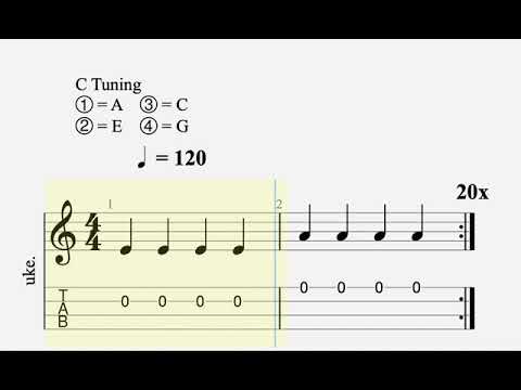 ukulele alternate picking exercise 3 120bpm
