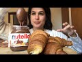 EATING Croissants W NUTELLA Relaxing Mukbang