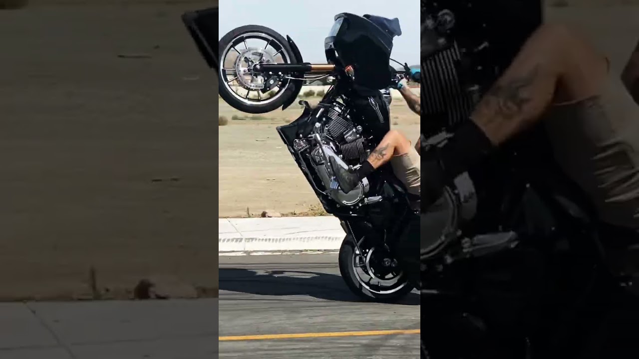 Epic wheelie fail on a bagger