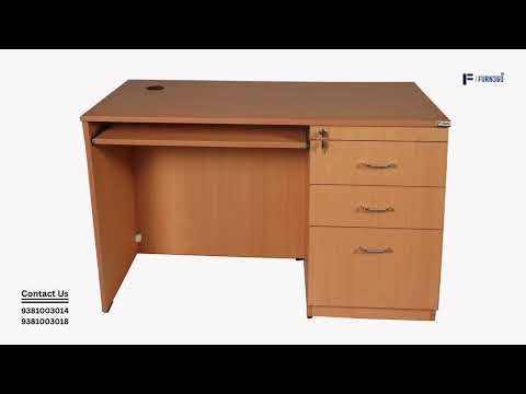 Engineered wood rectangular office staff table, with storage