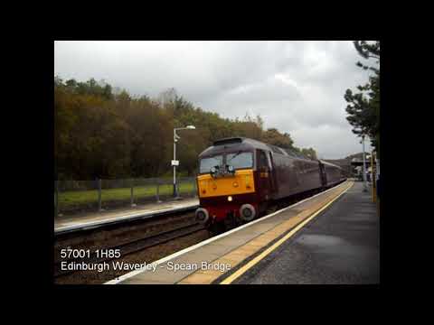 57001 on Royal Scotsman & Strathclyde Class 170's at Croy: 23rd September 2011