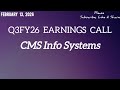 CMS Infosystem Q3 FY26 Earnings Call Summary and FI27 Outlook