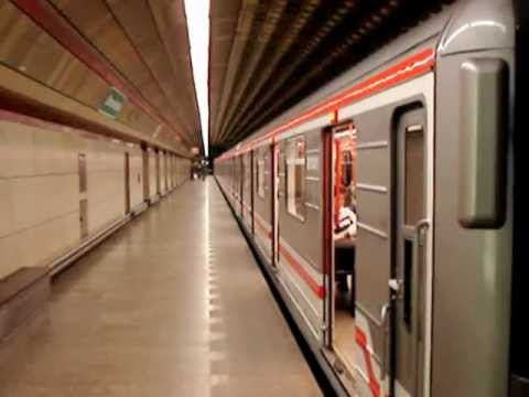 Prague, departing metro train (enhanced video version)