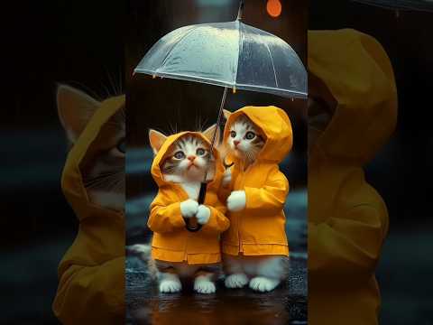 🌧️ Cute Cats in the Rain Wearing Adorable Raincoats – Meow Meow Sad Song 😿🎶
