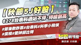 【秋節5J好股】6278台表科過站不停、持續創高…#節後數鈔票#台表科#科學小飛俠#廣積#愛神邱比特｜小武哥投資事務所｜陳武傑 (圖)