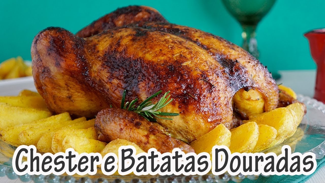 CHESTER COM BATATAS DOURADAS I Receitas e Temperos