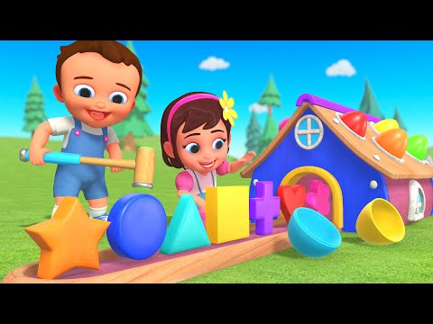 Learn Shapes with Wooden House 🏠🔺 | Baby Fun Play Hammer Surprise Eggs | Kids Educational
