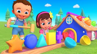 Learn Shapes with Wooden House 🏠🔺 | Baby Fun Play Hammer Surprise Eggs | Kids Educational