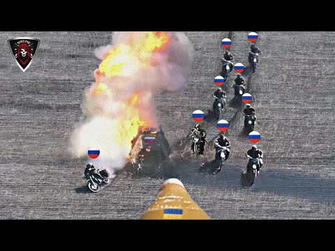 Ukrainian Azov Brigade Blow Up Troops Russian Motorcycle One by One With FPV Drones