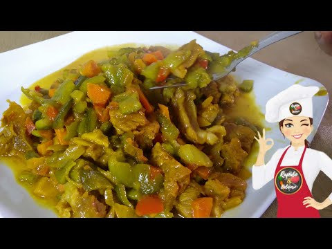 Como hacer pepino guisado con carne  /  Receta fácil