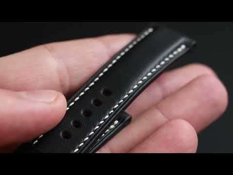 Black French Calf leather watch band / Custom leather watch strap / Baranil leather watch strap