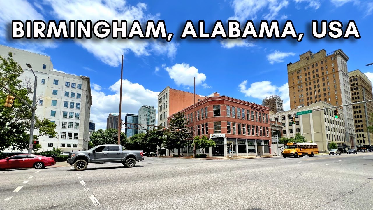 Immersive street-level walking tour through Birmingham, AL, United States, showcasing authentic urban landscapes, local architecture, and the vibrant atmosphere of the city's neighborhoods
