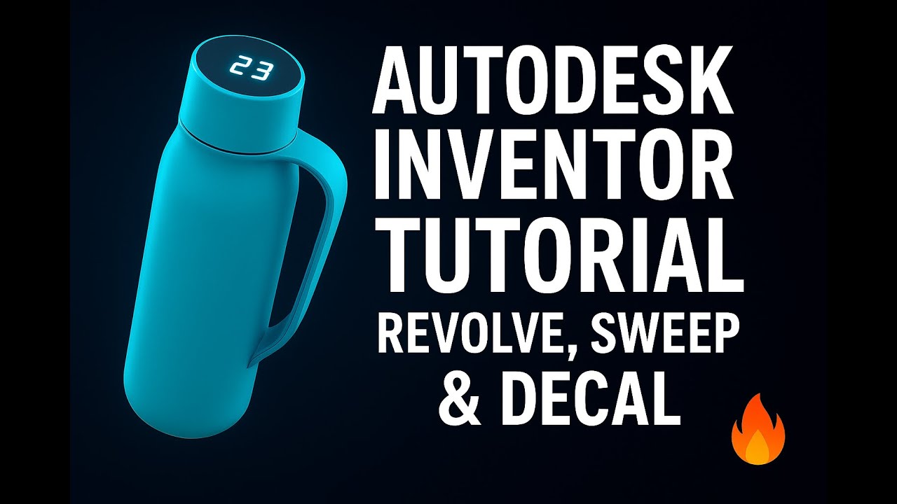 Autodesk Inventor Tutorial Smart Bottle Design with Revolve Sweep and Decal (Inventor Project)