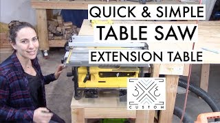 Fold Down Table Saw Extension Table // Quick and Easy // Outfeed Table // Woodshop