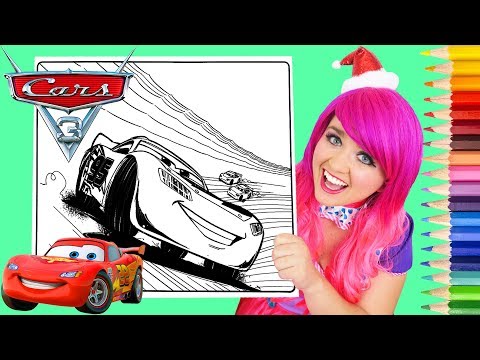 Coloring Cars 3 Lightning McQueen Coloring Book Page Prismacolor Colored Pencils | KiMMi THE CLOWN Video