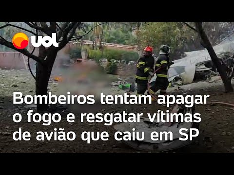 Avião cai em Vinhedo: bombeiros tentam apagar o fogo e resgatar vítimas em São Paulo