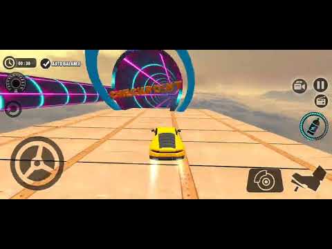 impossible stunt car tracks 3d  yellow car driving level -7 , challenge mode