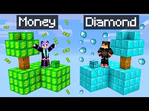 MONEY vs DIAMOND SKYBLOCK Challenge in Minecraft!