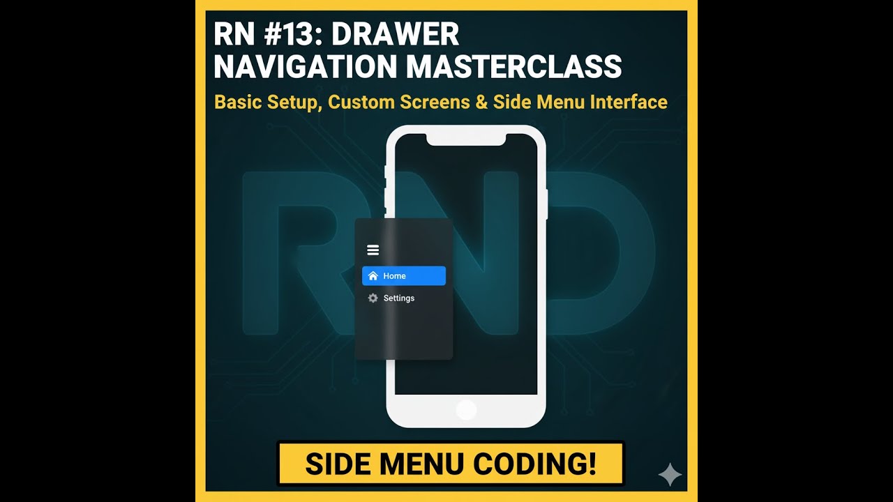 React Native CLI Tutorial #13 – Drawer Navigator Masterclass: Basic Setup & Side Menu Interface