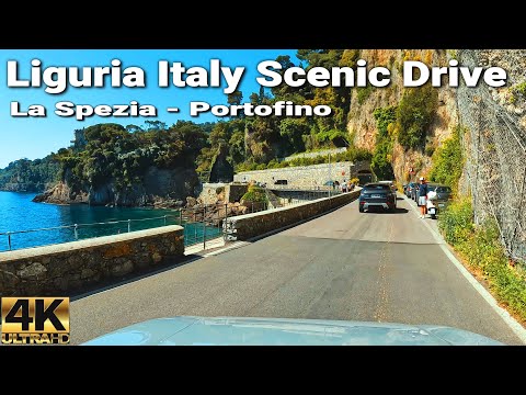 4K Scenic Drive in Ligurian Riviera Italy | La Spezia to Portofino Driving Tour | Italy 4k 60 FPS