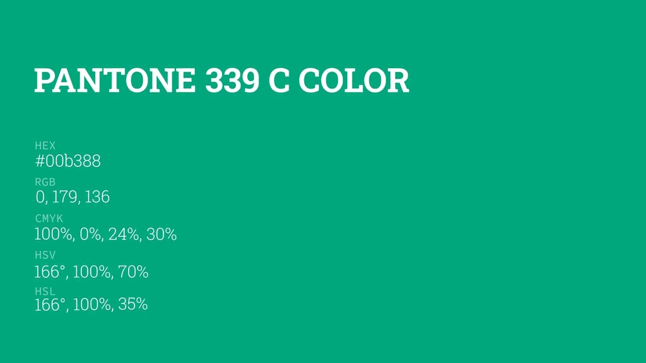 What color is Pantone 339 C ? #00b388 hex color - Green color  - Cool color 00b388