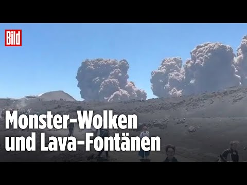 Ätna Ausbruch in Sizilien: Menschen rennen um ihr Leben