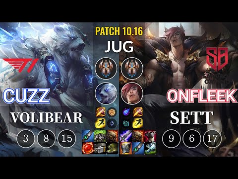 T1 Cuzz Volibear vs SB OnFleek Sett Jungle - KR Patch 10.16