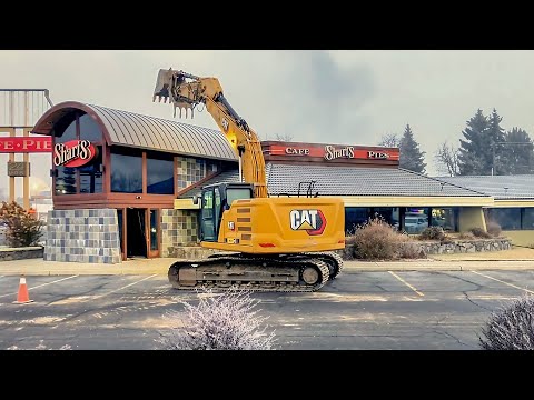 Complete Diner Demolition | CAT Excavator in Action