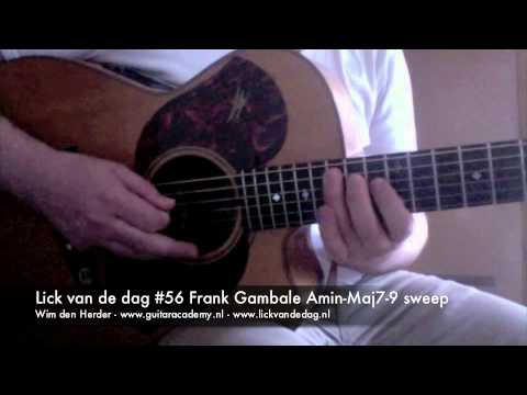 Wim's GuitarLickzz #56 Frank Gambale Amin (Major7th-9) sweep