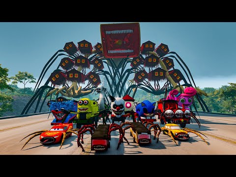 ALL Monsters Big & Small Cars VS Downhill Madness with MEGAHORN | MEGA PACK #4 | BeamNG.Drive