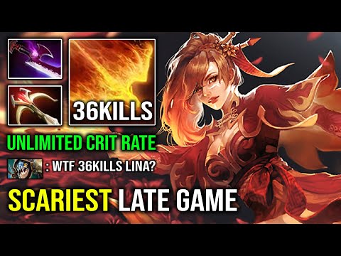 This is WHY Late Game Lina is the Scariest Hero | WTF 36Kills Unlimited Crit Hit 996 GPM Dota 2