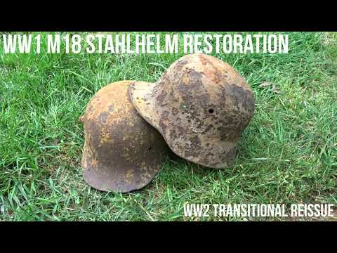 WW1 M18 Stahlhelm restoration - ww2 transitional reissue