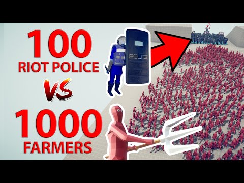 100 RIOT POLICE vs 1000 FARMERS ► Totally Accurate Battle Simulator