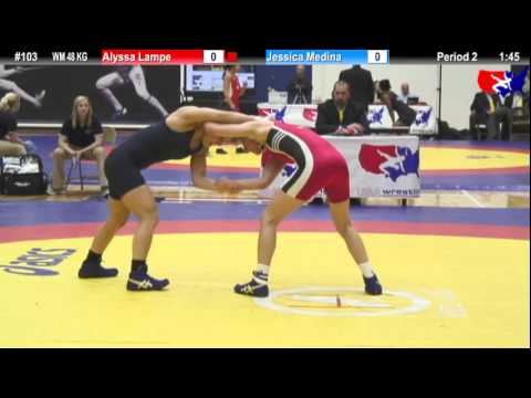 Schultz WM 48 KG 1st Place: Alyssa Lampe (Sunkist Kids) vs. Jessica Medina (Sunkist Kids)