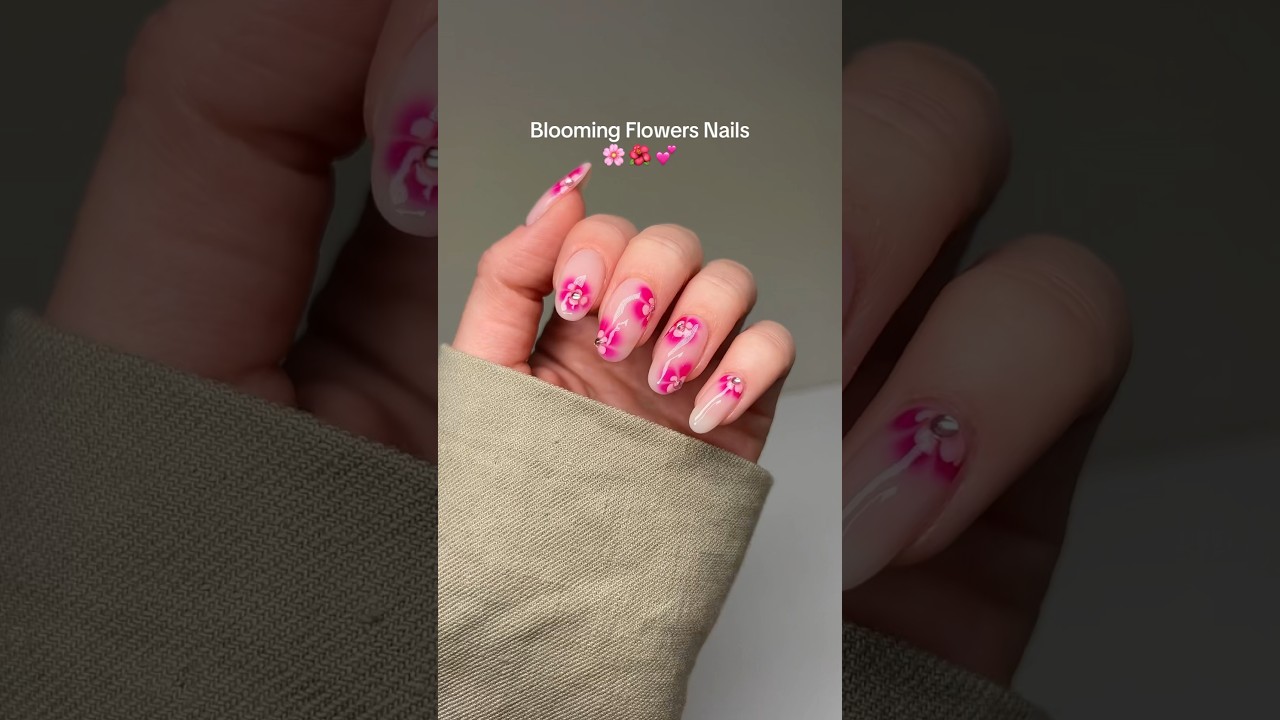 Blooming gel flowers nail art tutorial 🌸🌺💗 #nailart #shorts