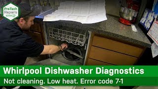 Whirlpool, KitchenAid Dishwasher - Error 7-1 - Not Cleaning or Heating - Diagnostic & Repair