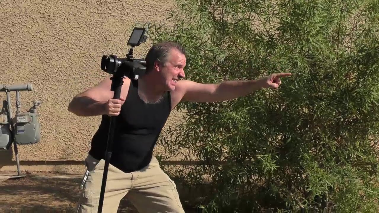 Derek and Dirty Dog on the Film Set