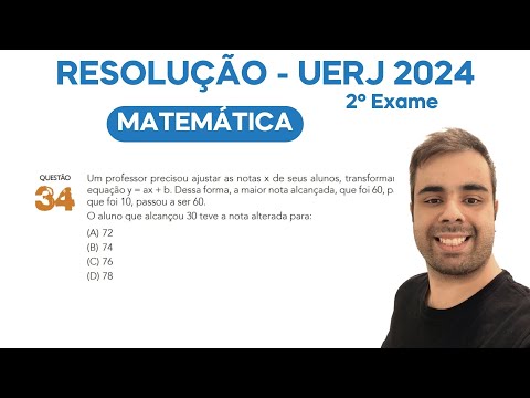 UERJ 2024 - A professor needed to adjust the x grades of his students, transforming them into y, ...